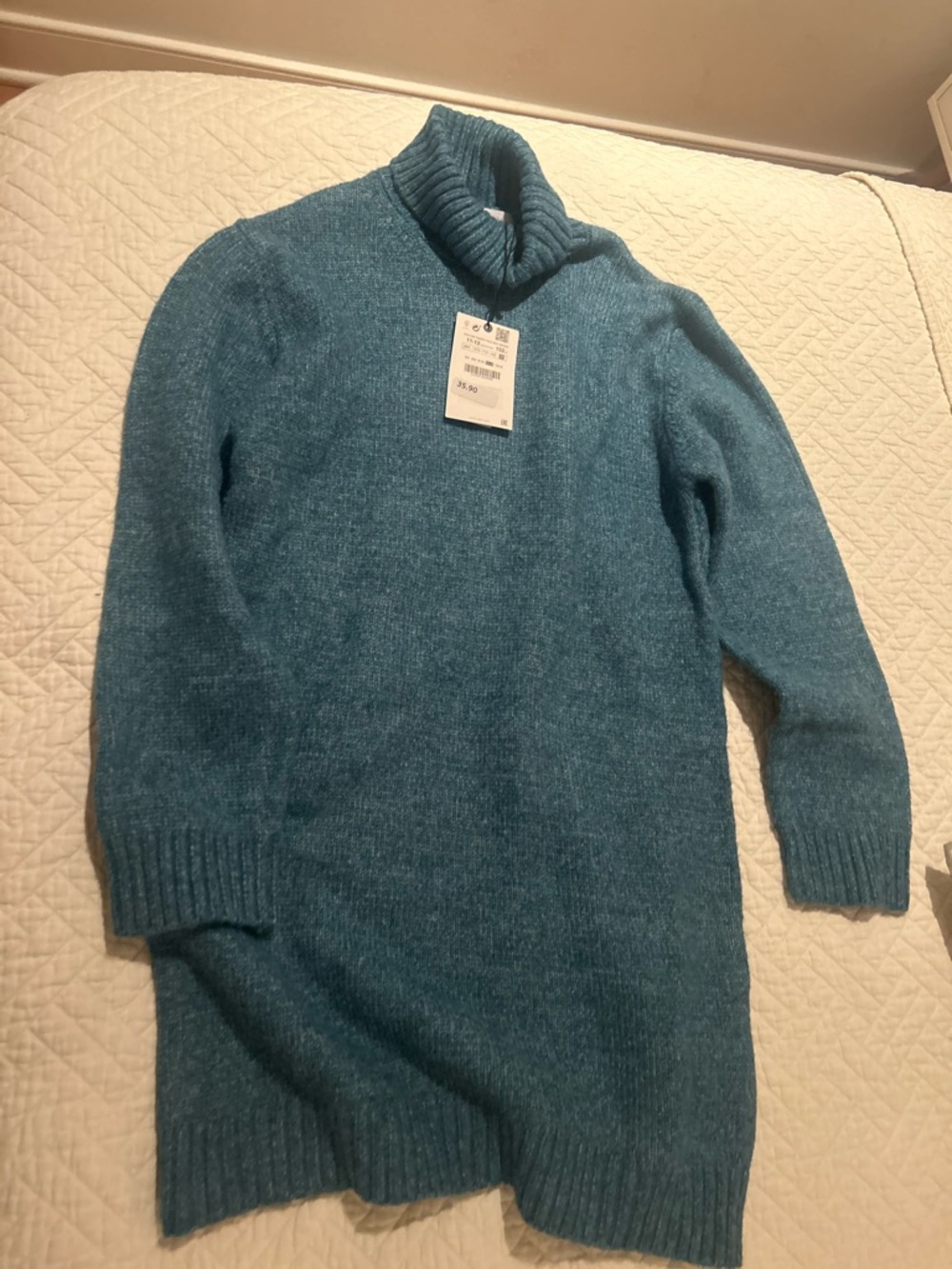 Zara Kids Teal Blue Turtleneck Sweater Dress. NWT. Size 11/12